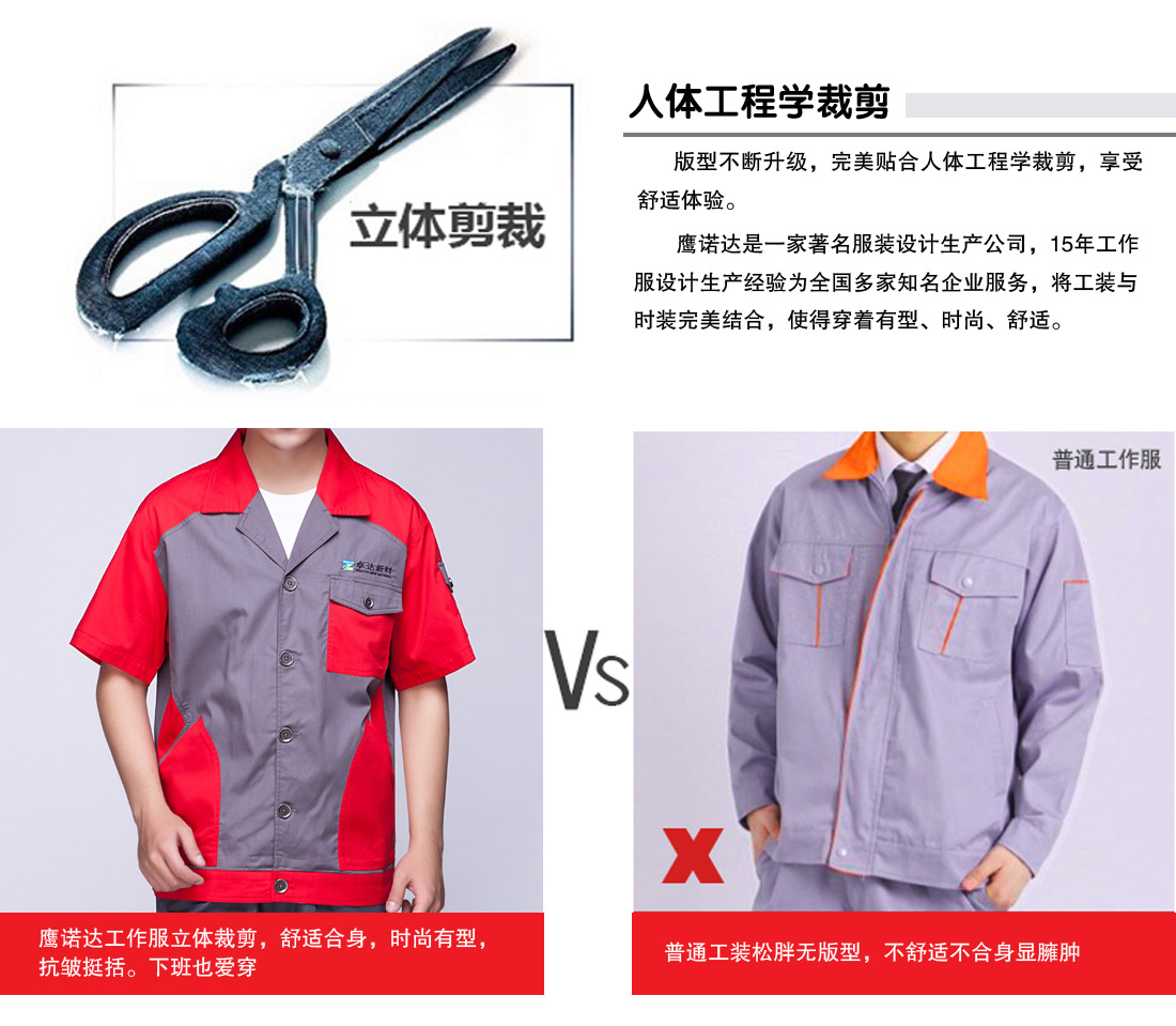 中灰拼大红夏季工作服AE596(图18)